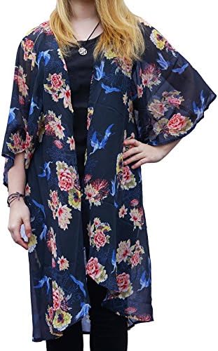 Fashion Rainbow Fringed Chiffon Printed Kimono Cover up Swimwear Beachwear Bikini One Size