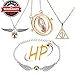 Cerekony Necklace Merchandise for HP Fans, Time-Turner Death-Hallows Golden-Snitch Necklace Bracelet Jewelry Set Best Gift for Boys, Daughter, Girls, Women 4 Pcs