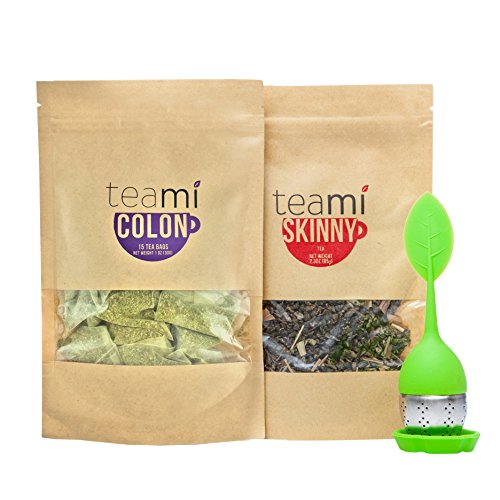 30 Day Detox Tea Kit for Teatox & Weight Loss to get that Skinny Tummy by Teami Blends | With Our Best Colon Cleanse Blend to Raise Energy, Boost Metabolism, Reduce Bloating! (Kit + Green Infuser)