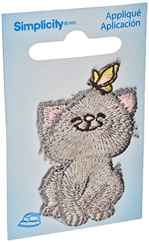 Wrights Iron-On Appliques-Cat W/Butterfly 2"X1-1/4" 1/Pkg