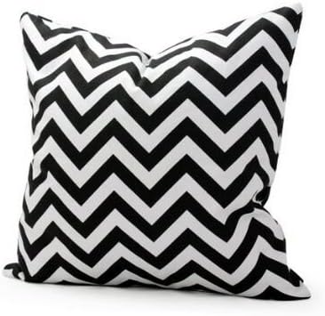 FINGON 18 X 18 Inches Decorative Cotton Canvas Square Throw Pillow Cover Cushion Case Handmade Chevron Stripe Toss Pillowcase with Invisible Zipper Closure(Black)