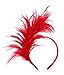FELIZHOUSE 1920s Fascinator with Feathers Christmas Headband for Women Wedding Tea Party Headwea(Red)