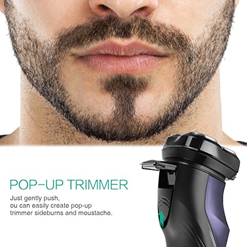 ORIA Electric Shaver, Rechargeable Shaving Razors, Waterproof Wet Dry Men's Rotary Shavers Pop-up Trimmer, Adapter not Included - Thumbnail 5