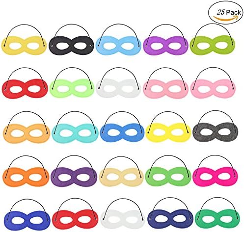 Zapour 25 Pieces Masks Superhero Mask Party Mask Superhero with Elastic Rope for Party , 23 Colors