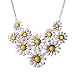 White Daisy Flower Cluster Bib Pendant Golden Chain Choker V Collar Necklace