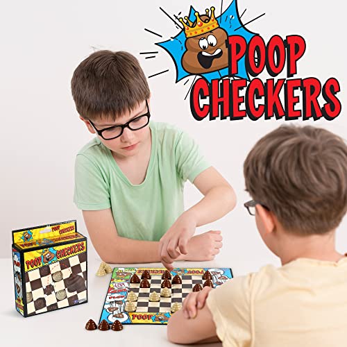 Poop Checkers Game for Kids Poo Gag Gift Board Game, Funny Checkers Set
