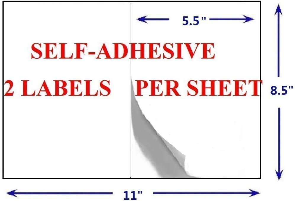 Half Sheet Self Adhesive Shipping Labels for Laser & Inkjet Printers, 200 Count (BL-G8511-100) : Printer Labels : Office Products