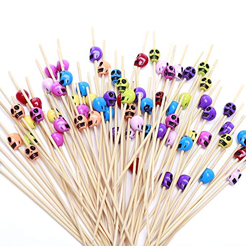 image for Cocktail Picks 100 Counts Skeleton Sticks Wooden Toothpicks Cocktail S