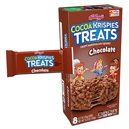 Kellogg's Cocoa Krispies Treats, Crispy Marshmallow Squares, Chocolate, Single Serve, 0.70 oz Bars (8 Count)