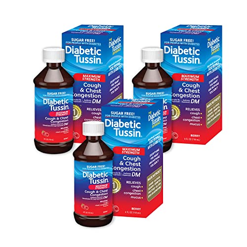 Diabetic Tussin DM Maximum Strength Cough and Chest Congestion Relief Liquid Cough Syrup, Safe