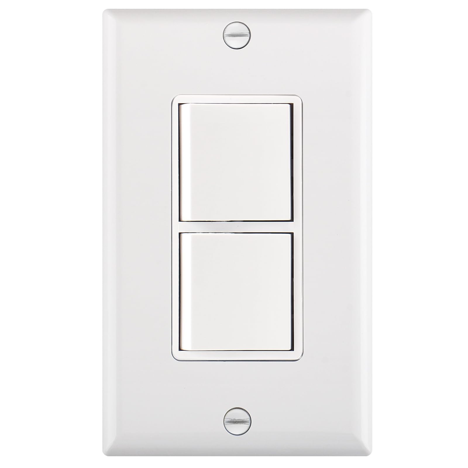 Photo 1 of Wengart Duplex Rocker Combination Decorator Switch,120VAC 15Amp,Ground Terminal,Residential/Commercial Grade,2 Individual Switches,UL Listed,Wall Plate is Included,Pack of 1