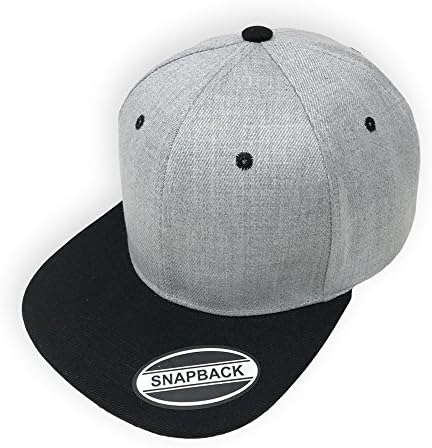 GREAT CAP Blank Adjustable Snapback Baseball Cap by Classic Flat Bill Visor Hat Snapback Daily Fashionable Cap - Grey/Black