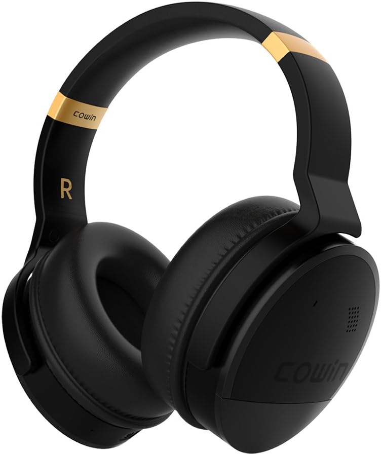 cowin E8 [Upgraded] Active Noise Cancelling Headphones Bluetooth Headphones with Microphone Deep Bass Wireless Headphones Over Ear, Great Audio for Travel/Work/TV/Computer/Cellphone - Black