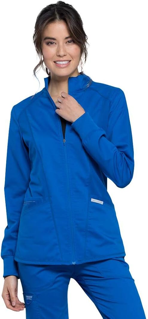 CHEROKEE Workwear WW Revolution Zip Front High-Low Jacket WW301: Clothing