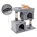 YOHOZ 33in Heavy Duty Luxury Cat Tree and Tower with Feeder Bowl, Spacious Perch, Sisal Wrapped Scratching Posts and Dual Condos Activity Centre Cat Activity Tree Furniture w/Sisal Ball | Fixing Strapthumb 4