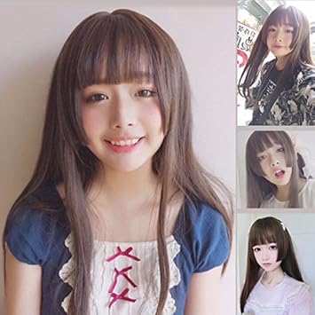 Amazon Com Black Men And Women With Long Straight Hair Hime Cut