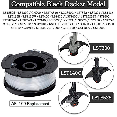 FutureWay String Trimmer Replacement Spool Line 0.065â€ LST201 GH900, Weed Eater String Autofeed Spool Line 30ft Compatible with Black Decker AF-100, Cordless Trimmer Edger Replacement (8 Spools)