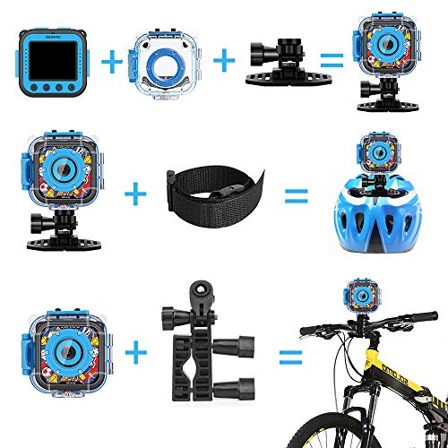 Kids Camera, iMoway Waterproof Video Cameras for Kids HD 1080P Kids Digital Cameras Camcorder with 16GB Memory Card and Card Reader (Blue) - Thumbnail 6