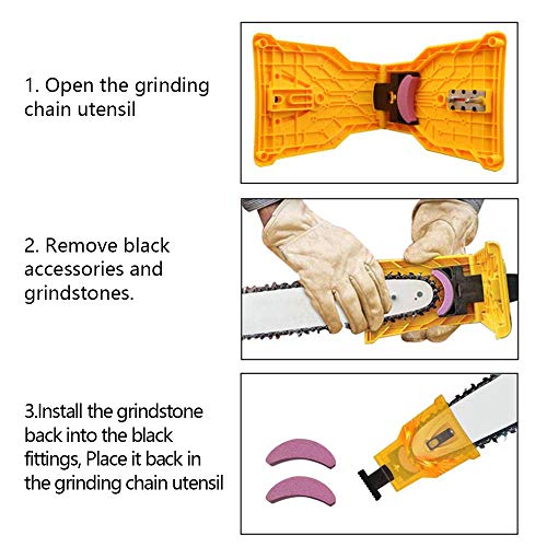 Windyus Chainsaw Sharpener, Portable Universal Chain Saw Blade Sharpener Fast Sharpening Stone Grinder Tool Bar-Mount Chainsaw Teeth Sharpener Fit for 14" 16" 18" 20" Two Hole Chain Saw Bar
