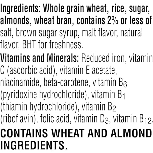 SPECIAL K BREAKFAST CEREAL, 11 VITAMINS AND MINERALS, MADE WITH REAL ALMONDS, FAMILY SIZE, VANILLA AND ALMOND, 18.8OZ BOX (1 BOX)
