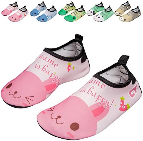 JIANJIANJIAO Girls/Boys Lightweight Water Shoes Soft Barefoot Shoes Quick-Dry Aqua Socks For Toddler Little Kid And Big Kid,Pink,22/23 EU,5-6 M US Toddler