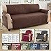 Collections Etc Reversible Spill Resistant Quilted Furniture Protector Cover with Ties - Covers Seat Bottom, Seat Back and 2 Seat Arms, Chocolate/Tan, Sofa
