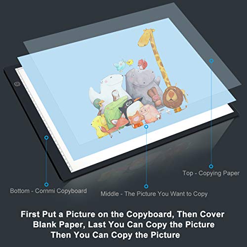 Large A3 Drawing Painting Board for Kids, 23" LED Light Box Tracing Drawing Pad Diamond Painting 10 Dimmable Brightness Adjustable for Artists Sketching Animation Stencilling X-rayViewing (Black)