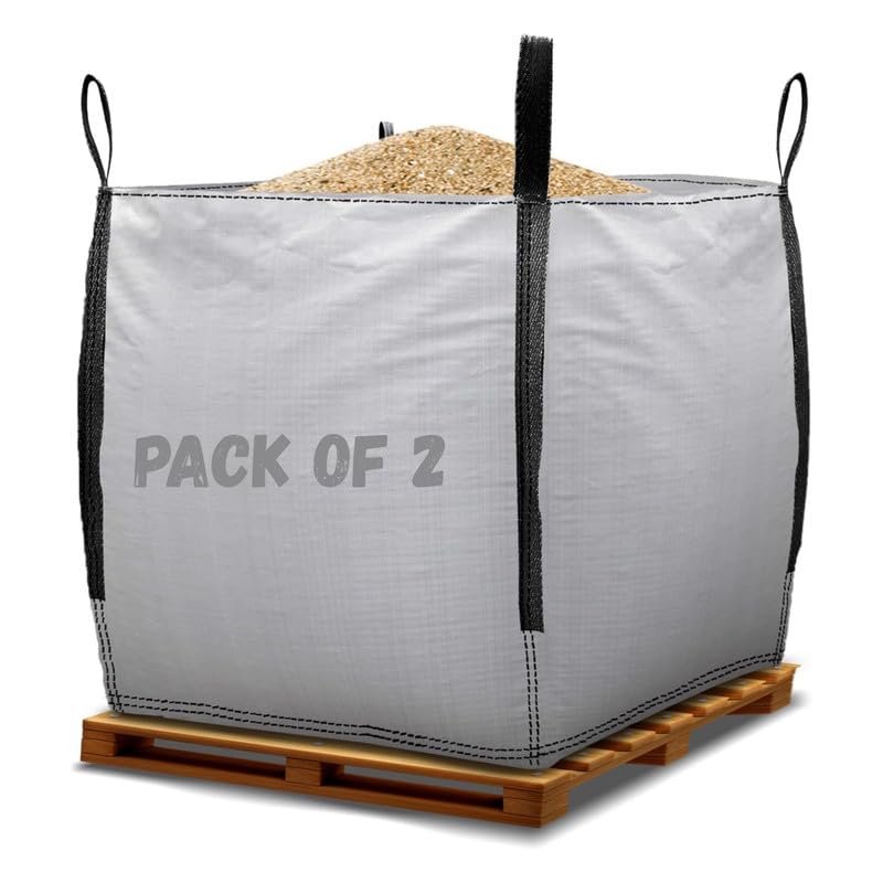 PRIMES DIY 2 Pack (85x85x85cm) FIBC New Bulk Bags 1 Tonne Ton Builders Garden Waste Jumbo Storage Bag Heavy Duty Rubble Sacks Reusable Garden Waste Bags with Handles Large Strong Dumpy Ton Bags
