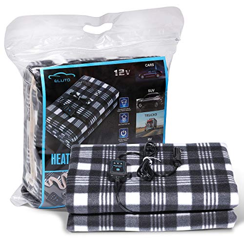 ELUTO Electric Car Blanket 12V Polar Fleece Blanket Heated Blanket for