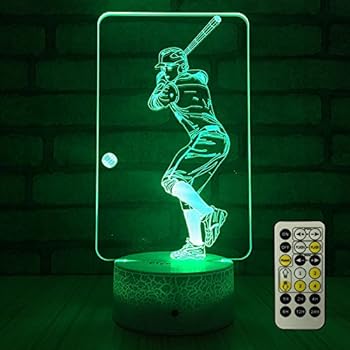 FlyonSea Baseball lamp,Bedside Lamp 7 Colors Change + Remote Control with Timer Kids Night Light Optical Illusion Lamps for Kids Lamp As Gift Ideas for Boys or Kids