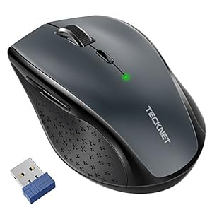 TECKNET-M002-24G-Classic-Wireless-Mouse-4800-DPI-6-Adjustment-Levels-Nano-USB-wireless-receiver-Grey TECKNET 2.4G Classic Wireless Mouse for Laptop, 3200 DPI Optical Computer Mouse with 6 Adjustable Levels, 30 Months Long…