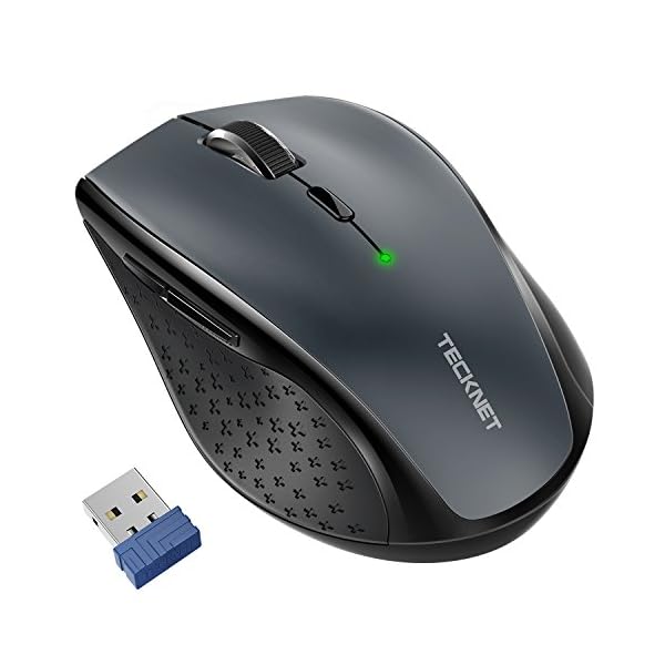TECKNET-M002-24G-Classic-Wireless-Mouse-4800-DPI-6-Adjustment-Levels-Nano-USB-wireless-receiver-Grey TECKNET 2.4G Classic Wireless Mouse for Laptop, 3200 DPI Optical Computer Mouse with 6 Adjustable Levels, 30 Months Long…
