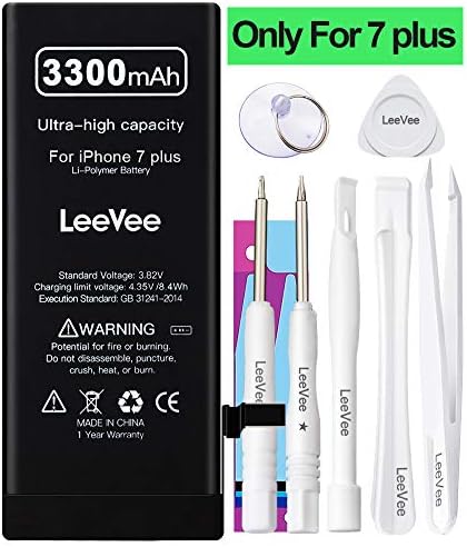 3300mAh High Capacity Replacement Battery For iPhone 7 Plus, LeeVee 0 Cycle Brand New Li-Polymer Replacement Battery for iPhone 7 Plus with Repair Tools Kits, Adhesive Strips & Instruction