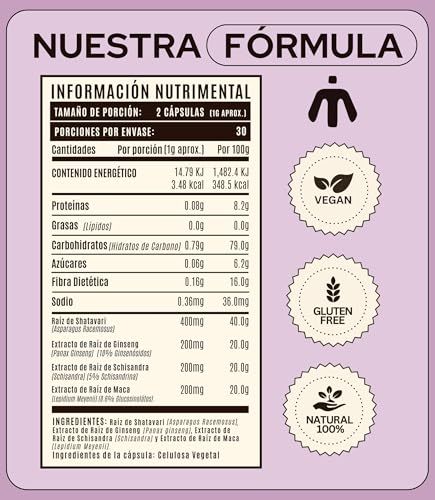 NOMUK Woman Hormo Balance Suplementos para Mujer Ginseng Panax Maca Shatavari y Schisandra Raíces y Hongos Adaptógenos Fórmula Vegetal para Rutinas de Bienestar 120 Cápsulas Veganas Naturales