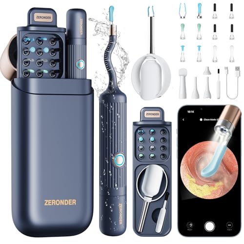 ZERONDER Ear Wax Removal Kit: Upgraded Visual Ear Cleaner with Camera 1080P HD for Adults & Kids - Flexible Ear Wax Remover with 6 LED Lights - Safe Ear Cleaning Tool for Home Use