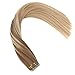 Sunny 18inch Balayage Tape In Hair Extensions Human Hair Color Medium Brown to Ash Blonde Highlight Blonde Remy Real Human Hair Extensions 20pc 50g
