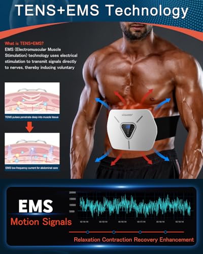 WaJiu EMS Muscle Stimulator, 3D All-in-one Abs Trainer Muscle Stimulator, 8 Modes & 30 Levels, Portable Stomach Toning Belt for Men & Women, Home Office