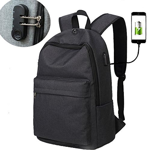 College Travel Laptop Backpack, ORSIEC Business Casual Bag, Anti Theft Slim School Student Bookbag with USB Charging Port and Lock Classic Backpacks for Men Fits 15 inch Computer & Laptop (Black)