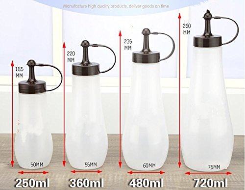 image for Squeeze Condiment Bottles, Rerii [2-Pack] 12.3 Oz Plastic Squeeze Bott