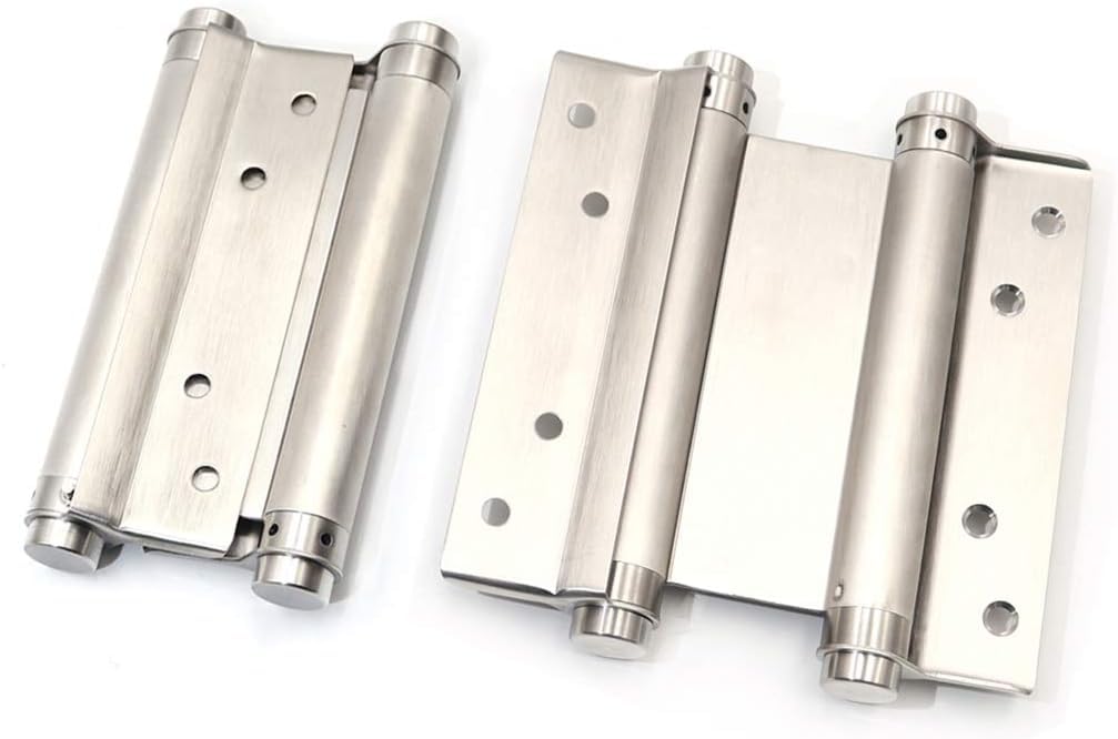 Pair of 6" (140mm) Stainless Steel Cafe Saloon Door Swing Self Closing Double Action Spring Hinge (Silver)
