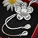 Merdia Flower Shape Created Crystal and Simulated Pearl Pendant Long Chain Sweater Necklace for Women
