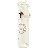 KEWIXY 24 oz Christian Water Bottle, 2-in-1 Lid, Straw & Spout, Insulated, Leak Proof, Keep Cold, Stainless Steel, Metal, Reusable, Birthday Gifts for Christian Women, Cupholder Friendly, Christian