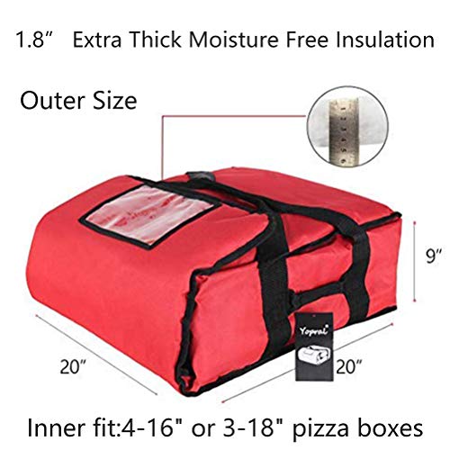 YOPRAL Pizza Bag, Thermal Pizza Delivery Bags Insulated Food Delivery Bag Professional Pizza