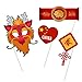 Whaline 25 Pieces Chinese New Year Photo Booth Props Kit DIY Photo Booth Prop Pose Sign Kits Pig Photobooth Props for Lunar New Year Spring Festival Holiday Chinese Party Supplies