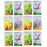 Spiral Dinosaur Notepads - Pack Of 12 - 20 Pages Each 2.25 X 3.5 Inches, Mini Spiral Bound Notebook Memo Pad, Pocket Size - For Kids, Boys And Girls, Great Party Favors, Fun, Gift, Prize - By Kidsco