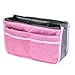 HOUSWEETY Women Travel Insert Handbag Purse Large Liner Organizer Tidy Bag Pink