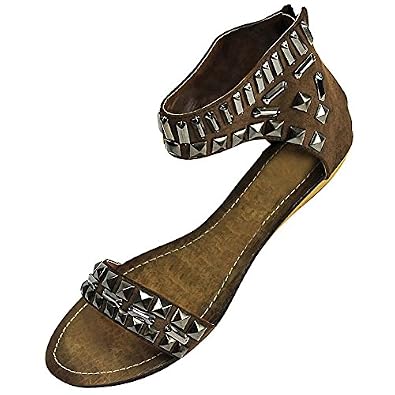 studded ankle strap flats