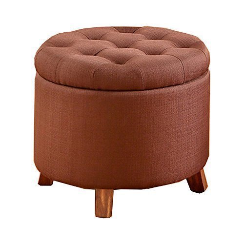 Poundex Linen Like Polyfiber Ottoman with Storage, Chocolate