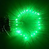 E-Age Battery Operated 20 LED String Lights on Silver Wire 7ft Long. For Use in Floral Arrangements Party, Wedding Decorating and More (Green)