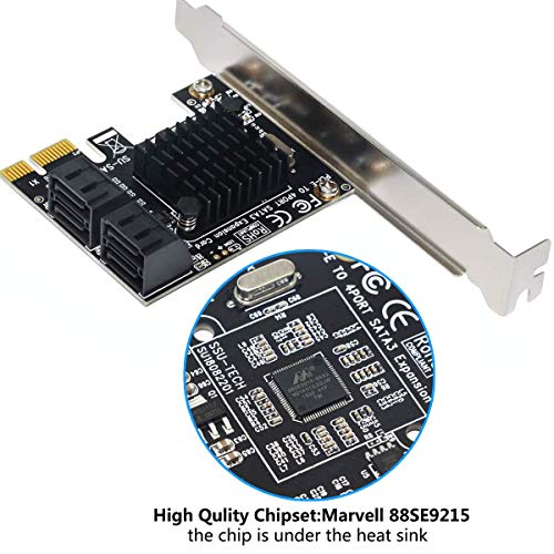SATA Card,SATA 3.0 4 Ports Adapter Card with 4 SATA Cables,6 Gbps SATA Controller PCI Express Expression Card with Low Profile Bracket, Boot as System Disk,Support 4 SATA 3.0 Devices(SA3014)